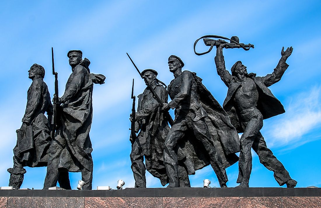 Part of the Monument to the Heroic Defenders of Leningrad in Saint Petersburg, Russia. Editorial credit: akedesign / Shutterstock.com