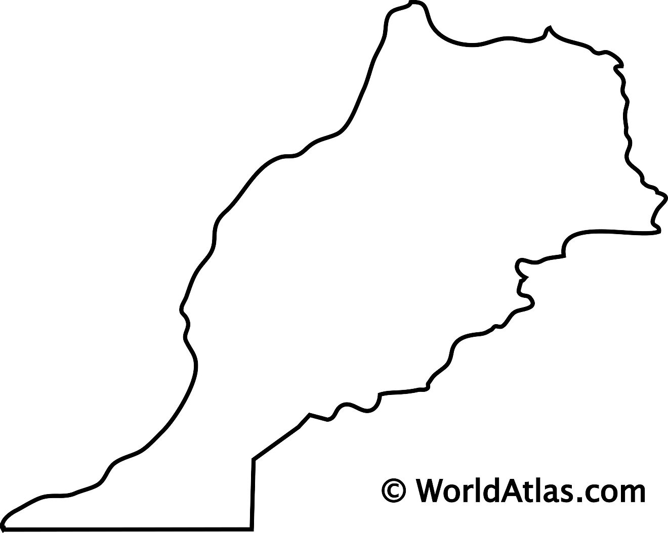 Mapa de contorno en blanco de Marruecos
