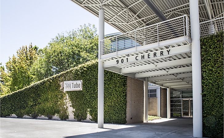 Exterior view with sign at Youtube headquarters in San Bruno California. Editorial credit: littlenySTOCK / Shutterstock.com