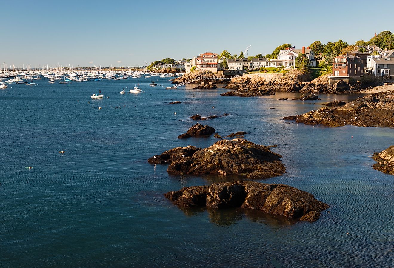 A scenic view of the beautiful town of Marblehead, MA, USA