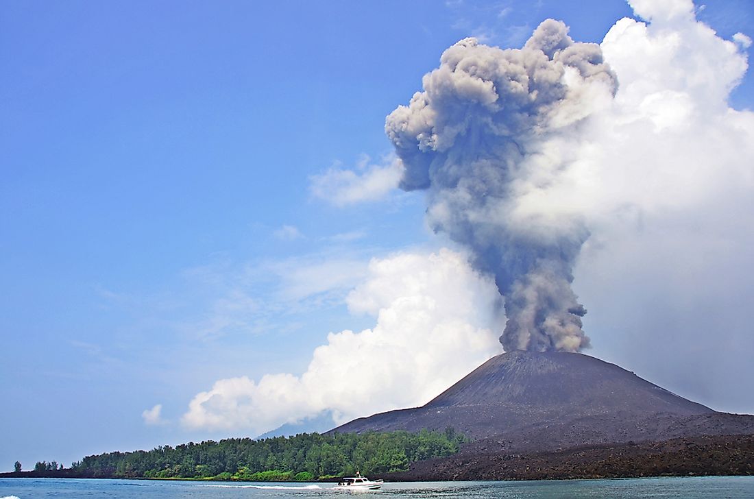 Krakatoa experiencing a small eruption. 