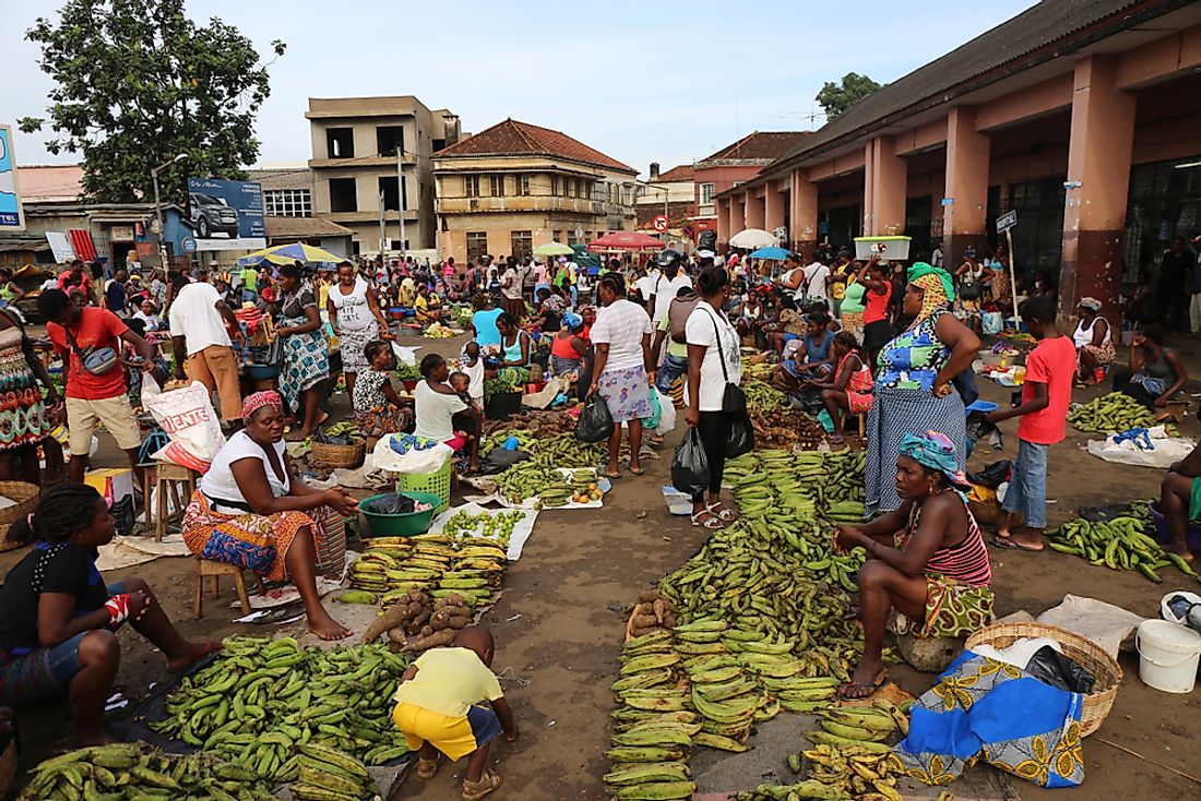 A market in Sao Tome city, the capital of Sao Tome and Principe.  Editorial credit: BOULENGER Xavier / Shutterstock.com