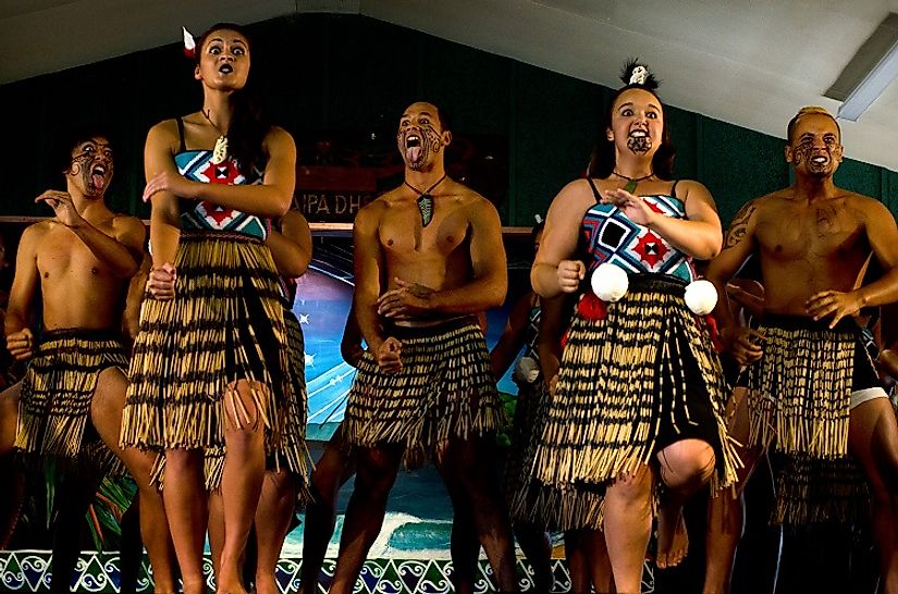 Traditional Maori dancers. Native to New Zealand, today there is also a sizable Maori population across the Tasman Sea in Australia as well. Editorial credit: ChameleonsEye / Shutterstock.com.