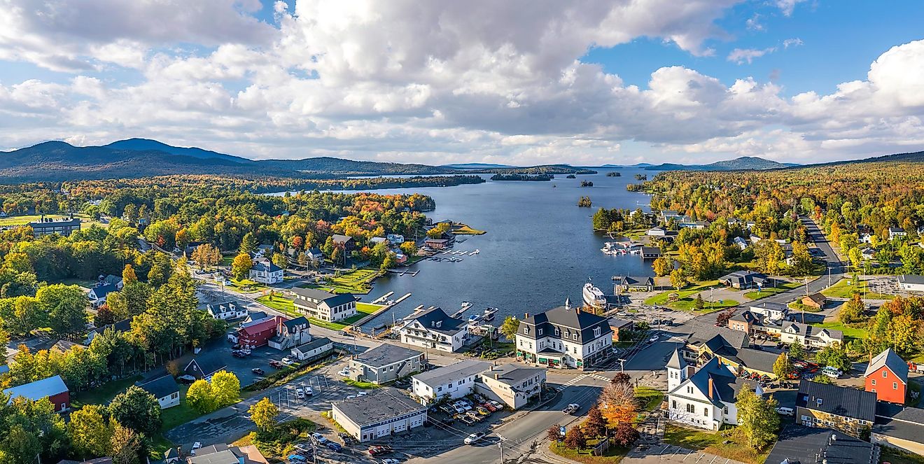Aerial view of Greenville, Maine.