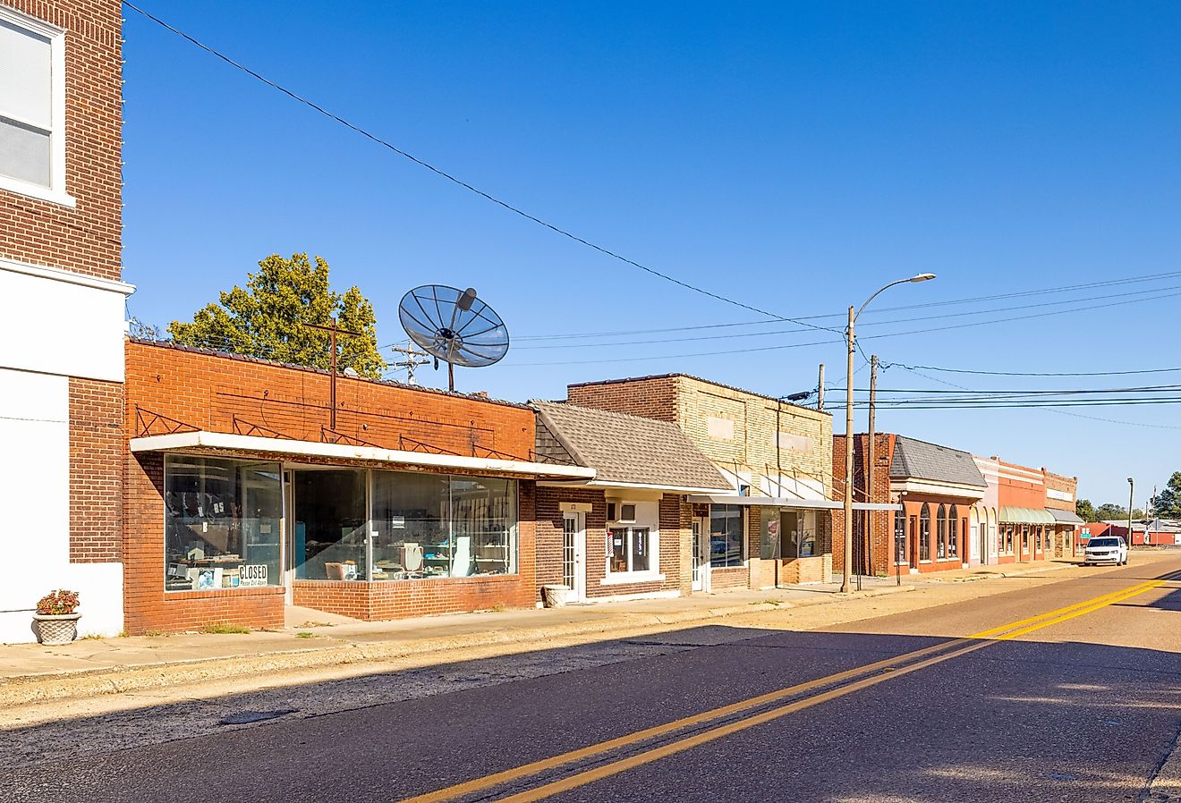 The old business district along Main St in Piggott. Image credit: Roberto Galan via Shutterstock.