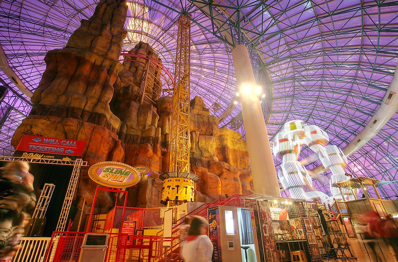 Adventure dome amusement park. It has The world's largest indoor double-loop, double-corkscrew roller coaster. Image credit: Maria Maarbes/Shutterstock.com