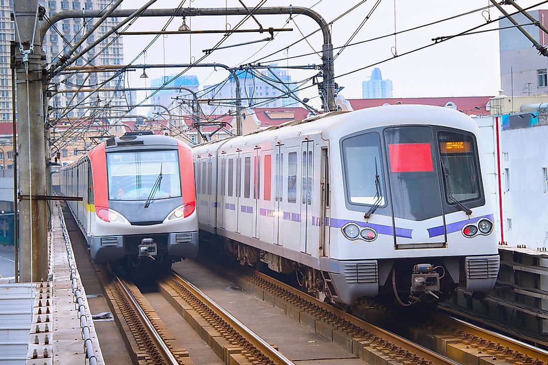 Shanghai Metro trains.