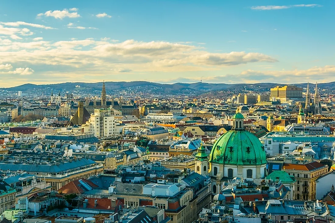 The cityscape of Vienna, Austria.