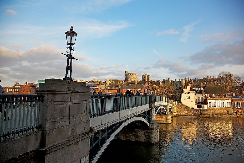 The bridge leading to Windsor, one of the richest towns in the UK.