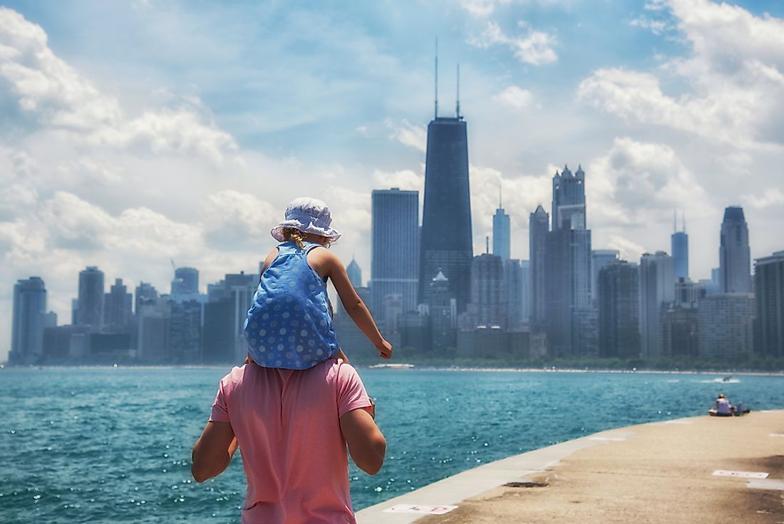 City residents walk the Chicago boardwalk. 