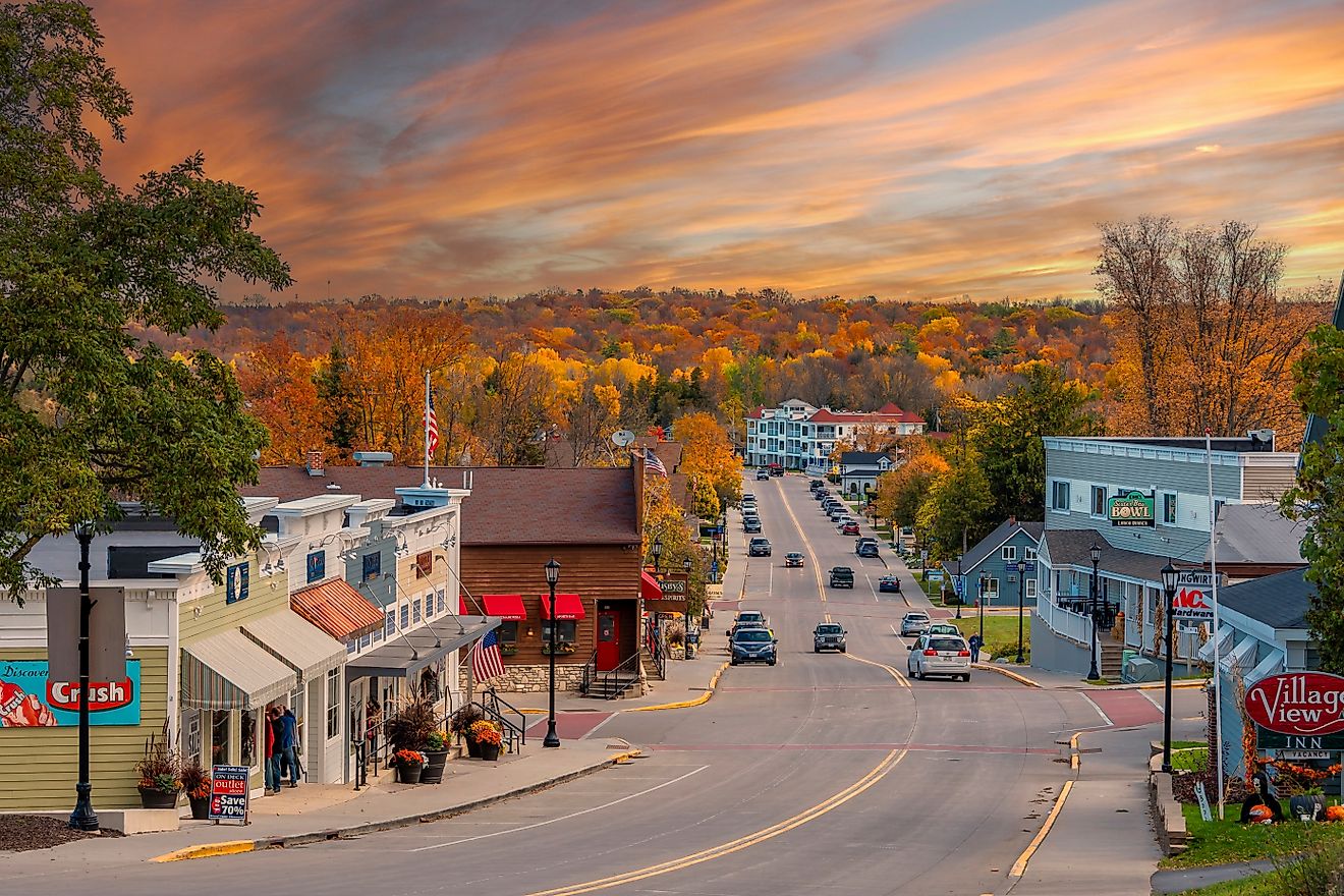 Sister Bay Town street view in Door County of Wisconsin