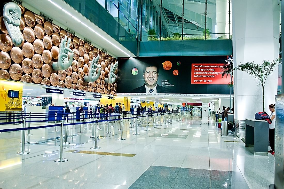 The Arrival Hall of Terminal 3 of Indira Gandhi International Airport in Delhi. Editorial credit: Alisa24 / Shutterstock.com. 