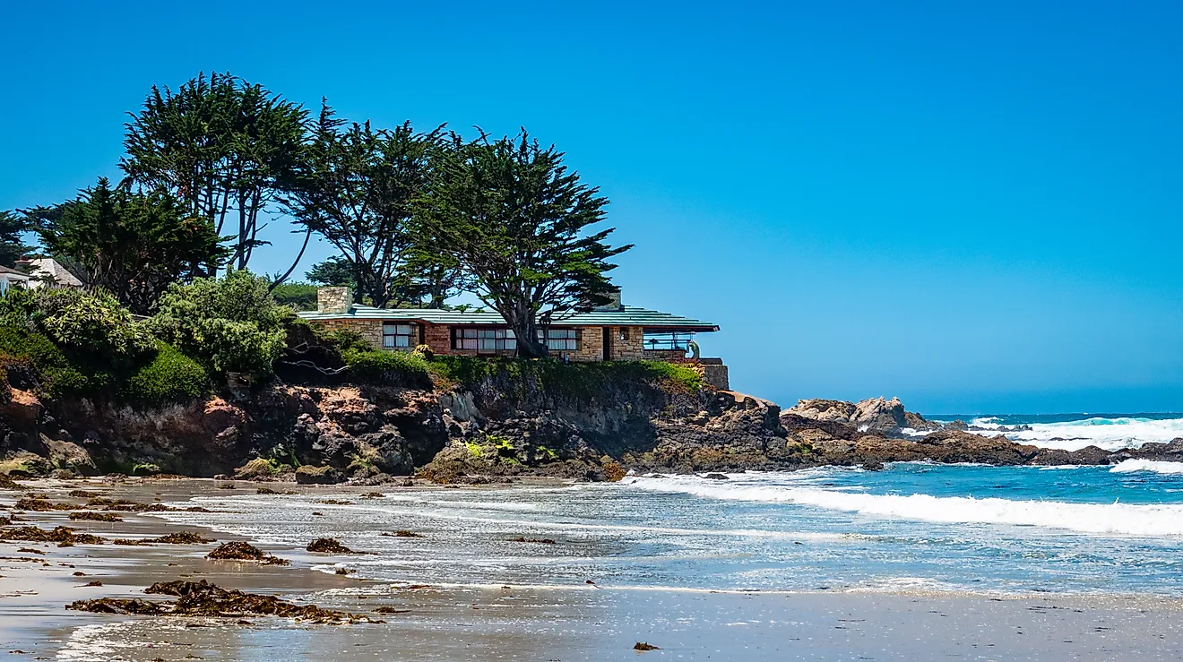 Luxury house by Frank Lloyd Wright on the adjacent hillside bluffs of Carmel-by-the-sea.
