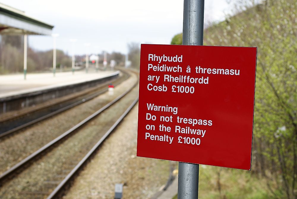 Signage shown in both English and Welsh. 