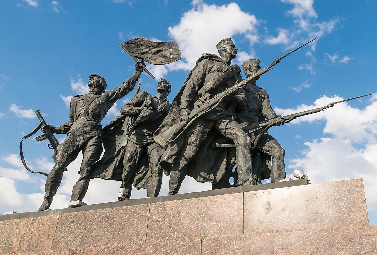 Monument "Heroic defenders of Leningrad" on Victory Square, Saint Petersburg.