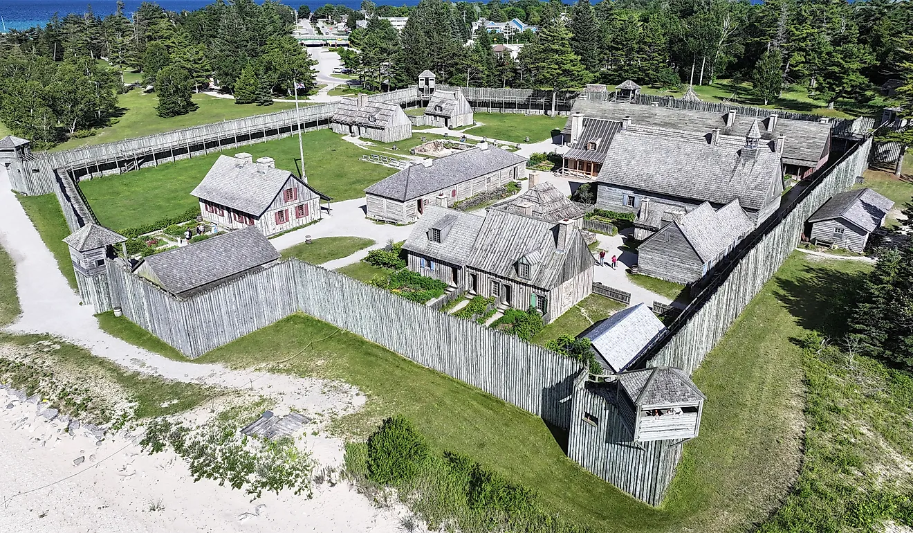 Drone view of Fort Michilimackinac