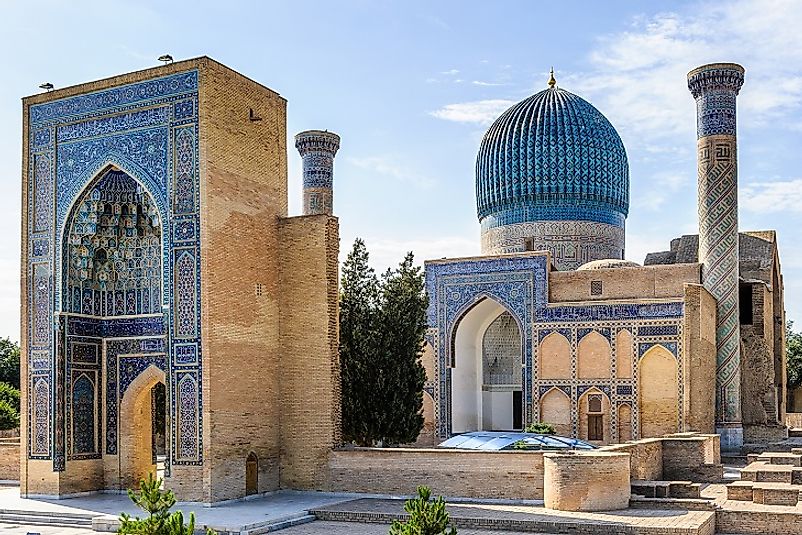 Mosques and Islamic schools dominate the architecture of the old part of the city of Samarkand, Uzbekistan