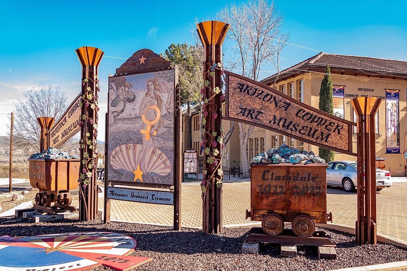 Entrance to the historic Copper Art Museum in Clarkdale, Arizona.
