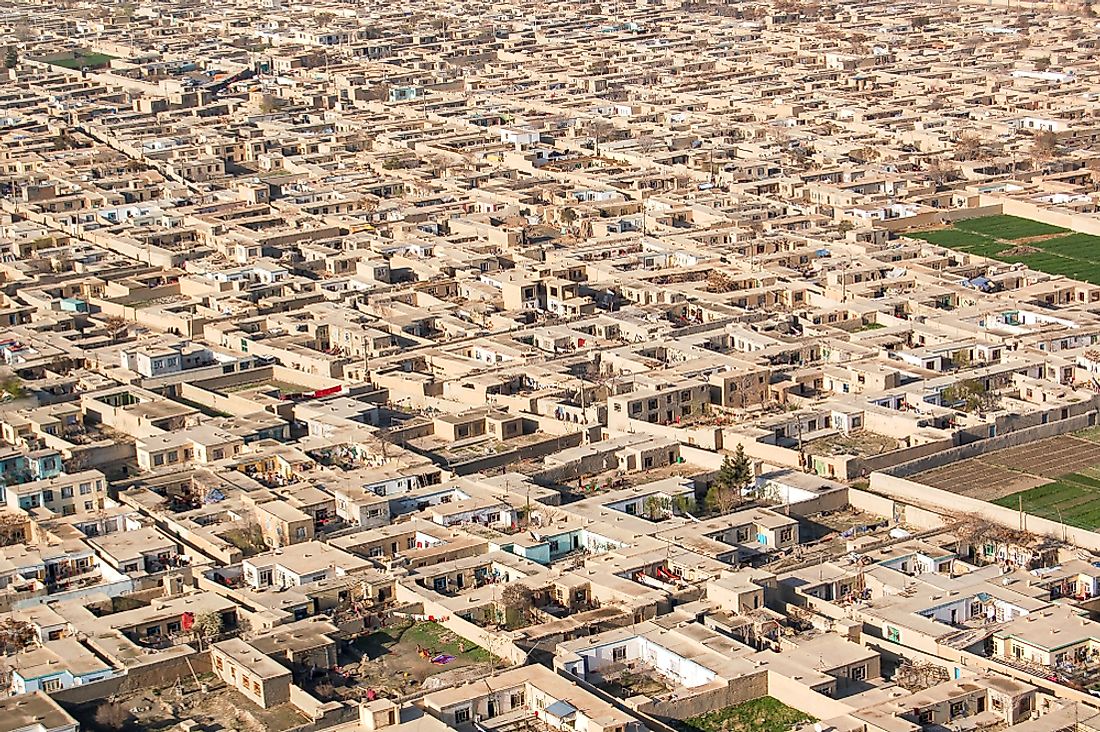 An aerial photo of Kabul, Afghanistan. 