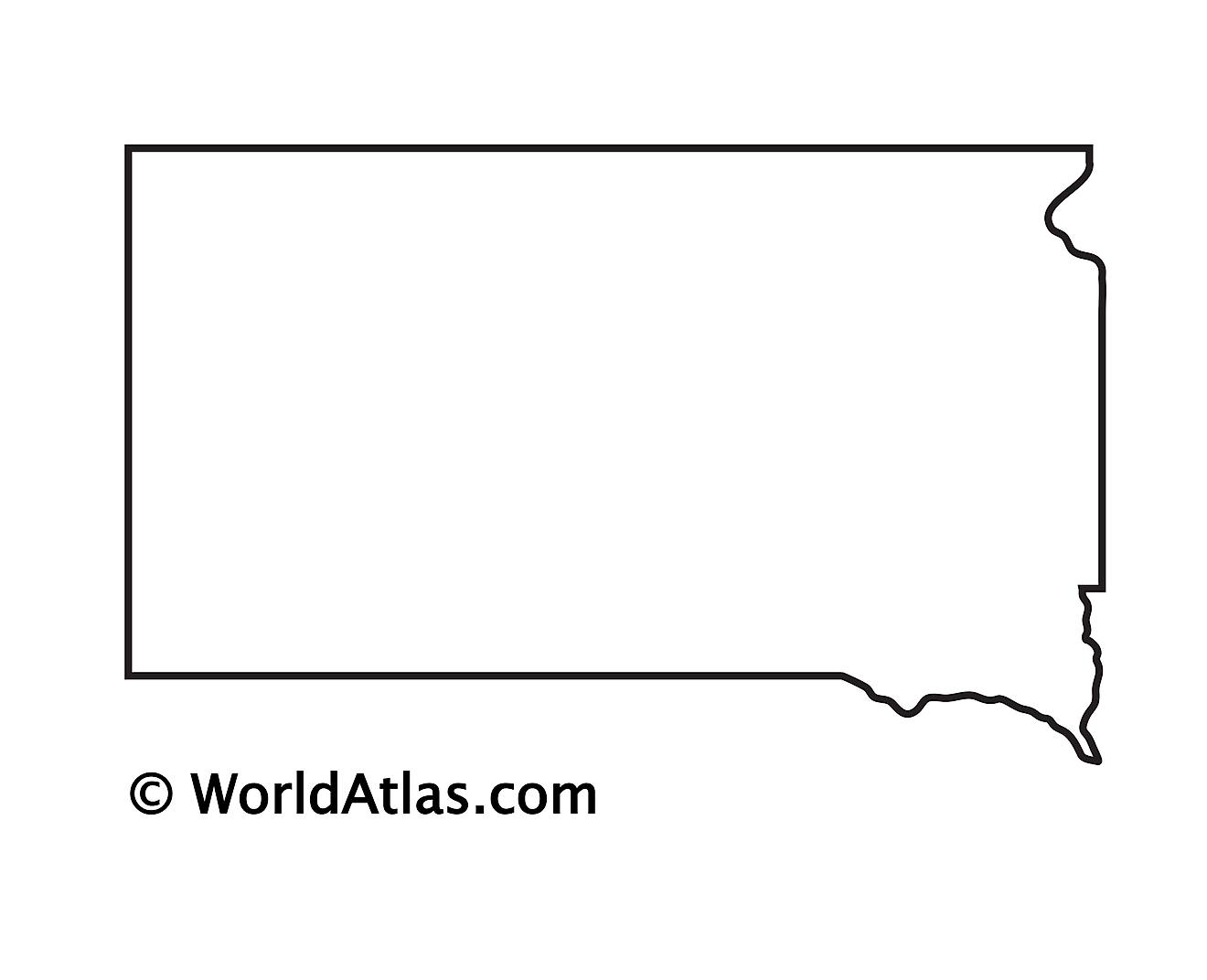 Blank Outline Map of South Dakota
