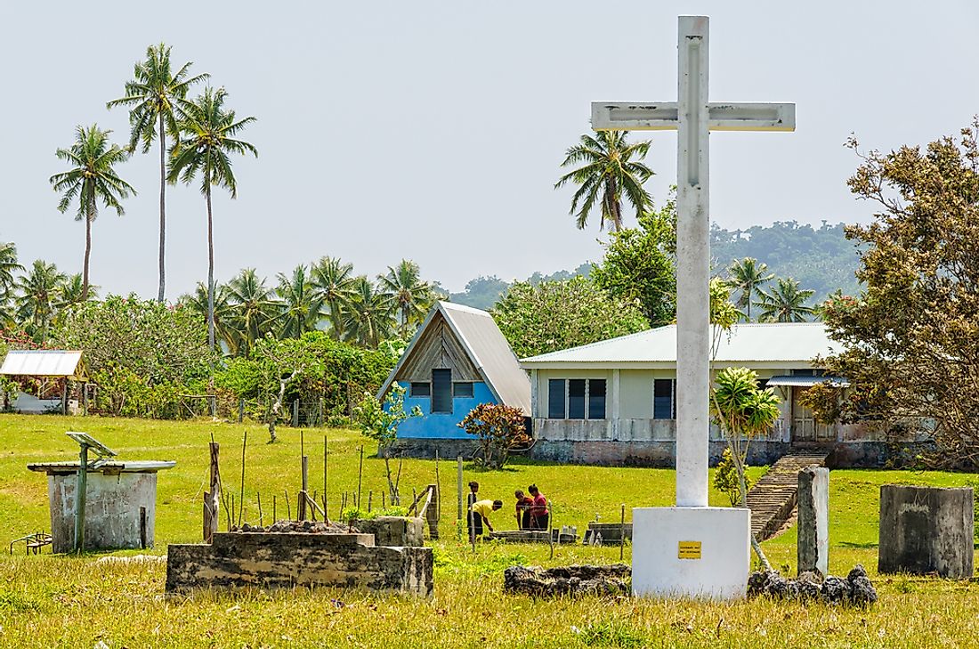 A church and a cross on Vanuatu. Editorial credit: lkonya / Shutterstock.com. 