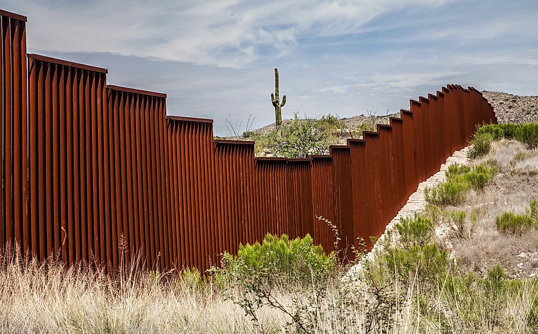 A section of the wall between Mexico and the USA. 