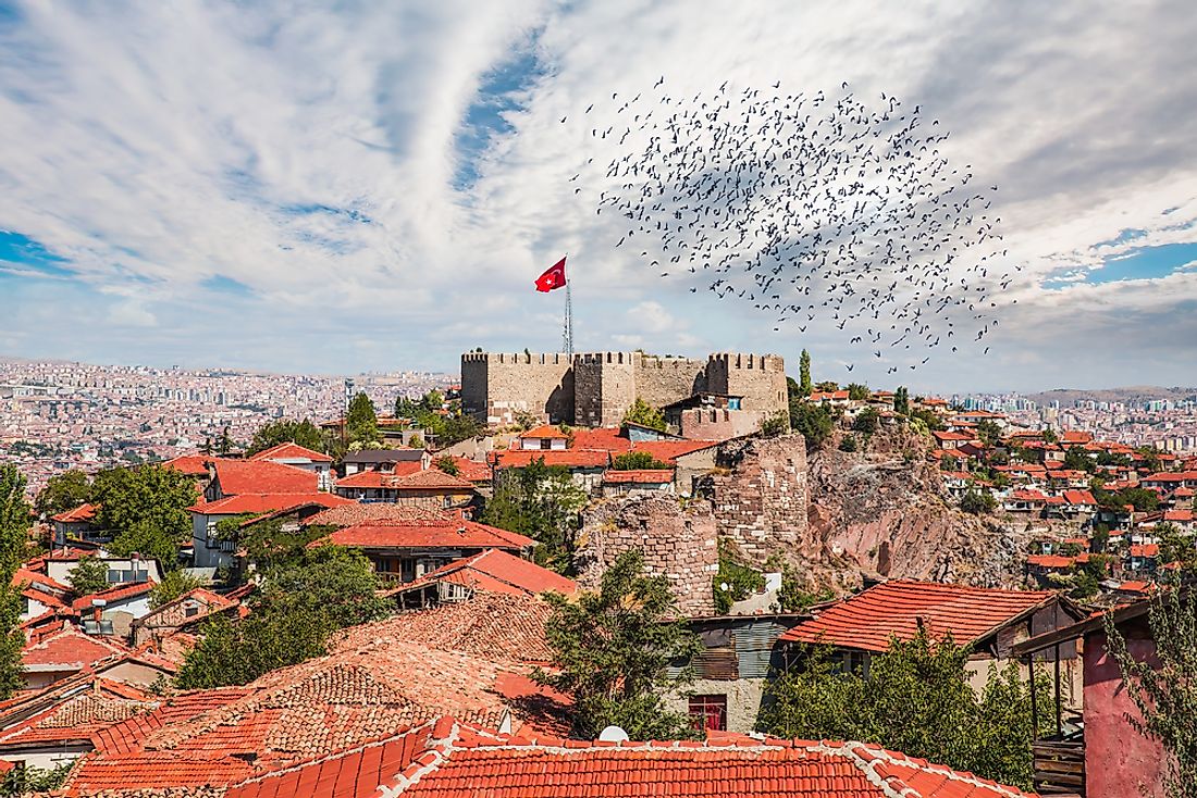 View of Ankara Castle and Ankara city, Turkey's capital. 