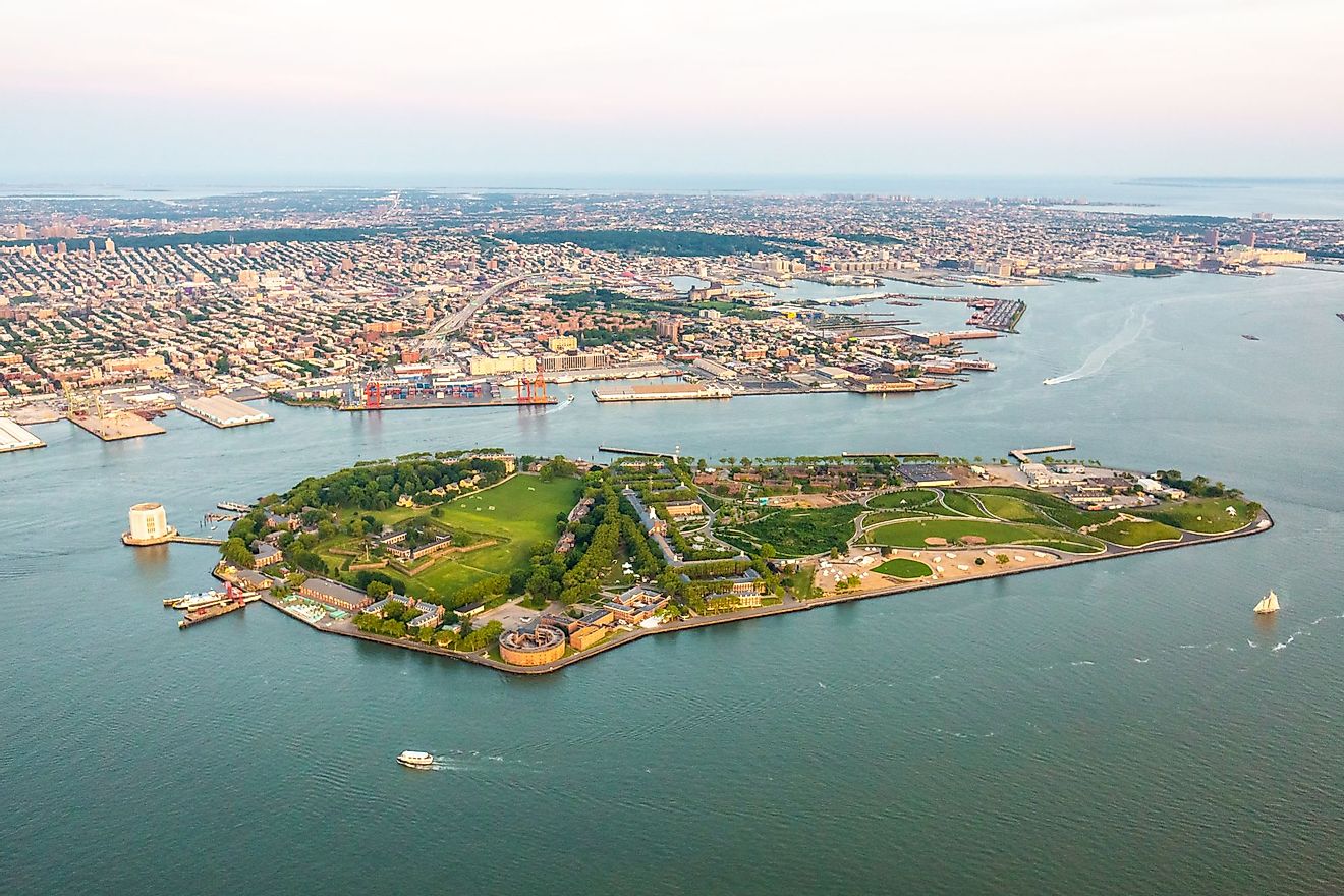 Aerial view of Governors Island, New York. 