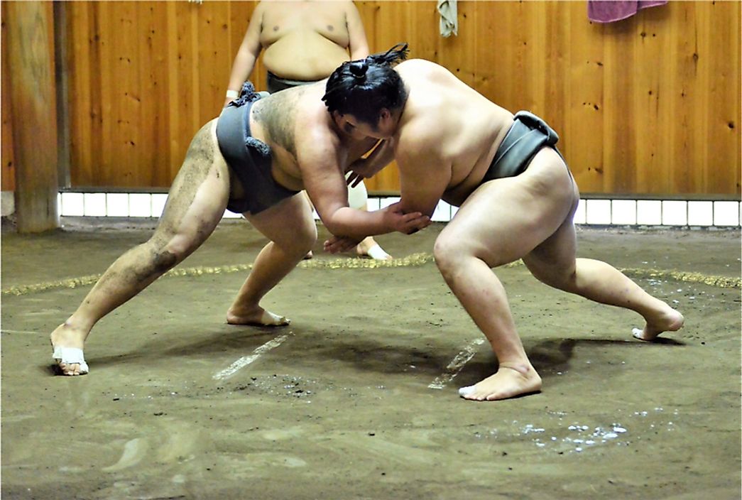 A sumo tournament in Tokyo, Japan.