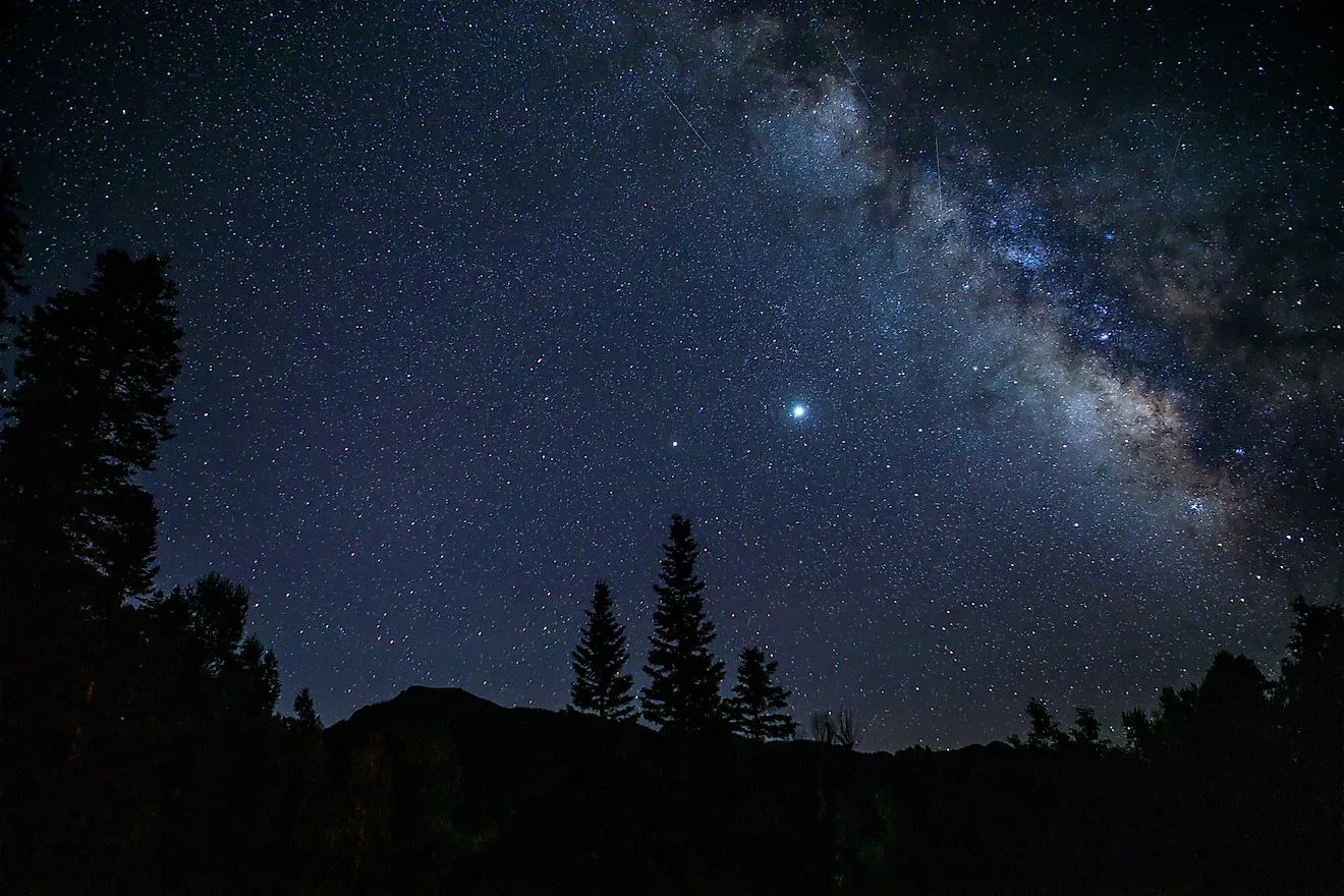 The Milky Way rises above Colorado's San Juan Mountains.