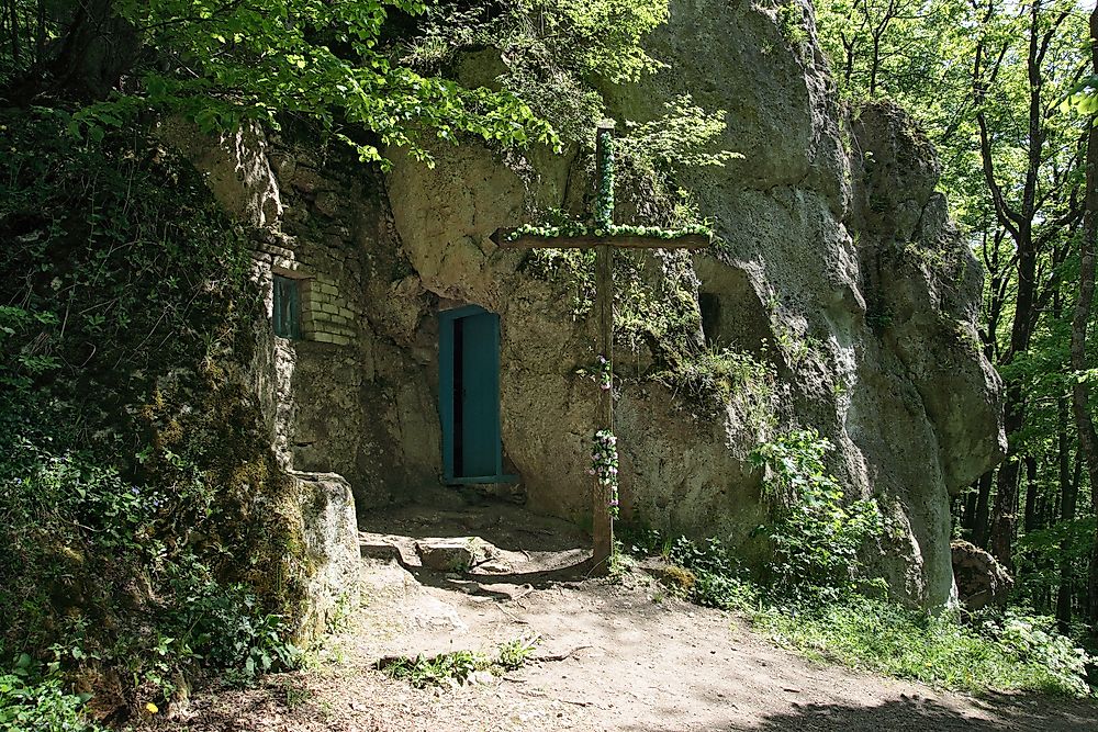 A cave monestary in Podilski Tovtry National Park.