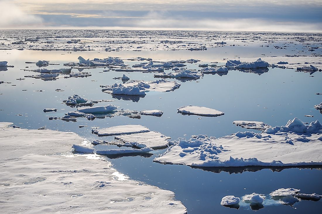 The North Pole lies under the icy waters of the Arctic Ocean.