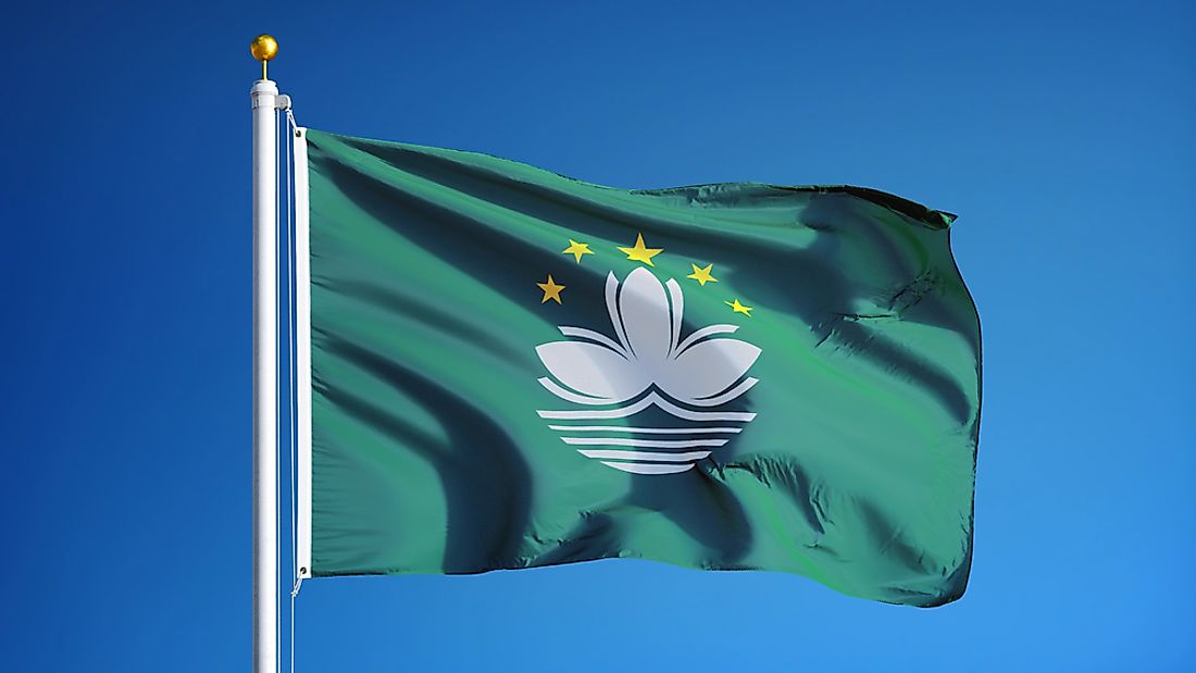 The flag of Macau features a white lotus flower. 