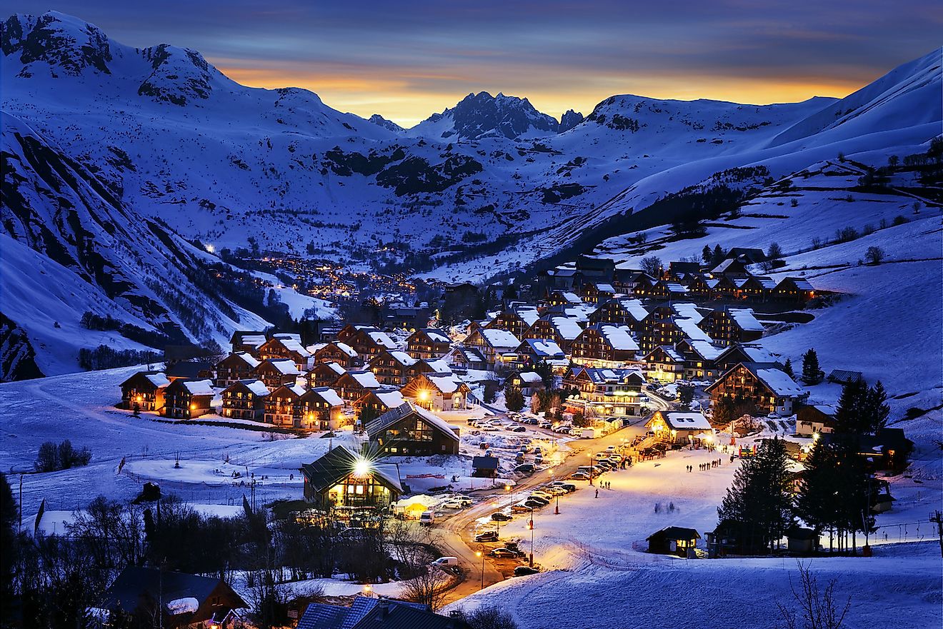 Evening landscape and ski resort in French Alps,Saint jean d'Arves, France. Image credit: Ventdusud/Shutterstock.com