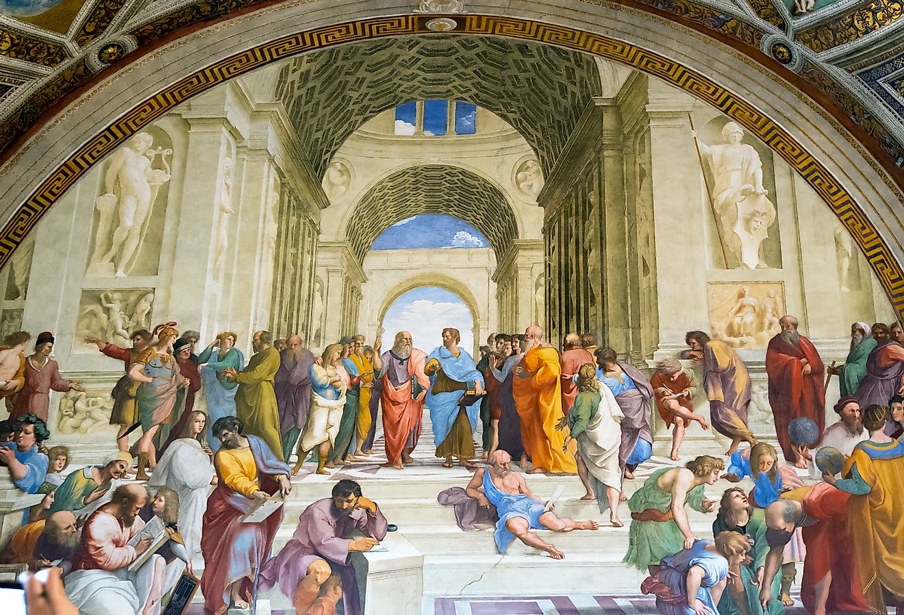  Greek Philosophers in the School of Athens, Raphael Rooms, Apostolic Palace, Vatican City.