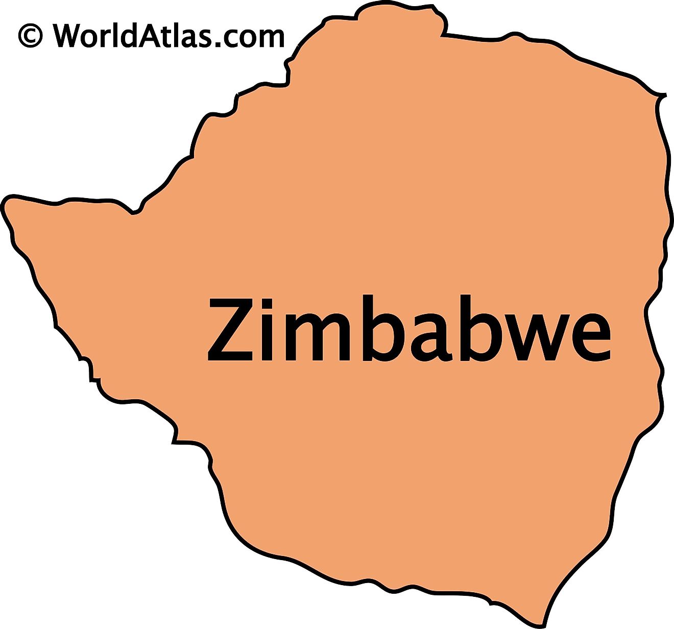 Outline map of Zimbabwe