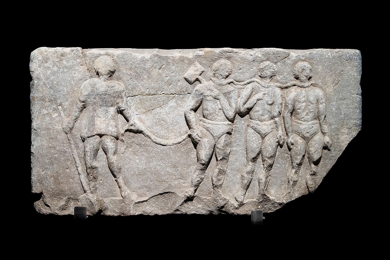 Marble Relief in Istanbul Archaeology Museum showing slaves.
