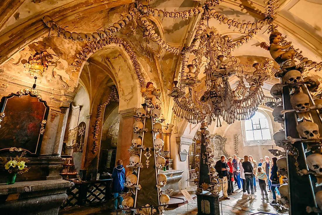 The Sedlec Ossuary, Czech Republic. Editorial credit: Grisha Bruev / Shutterstock.com. 