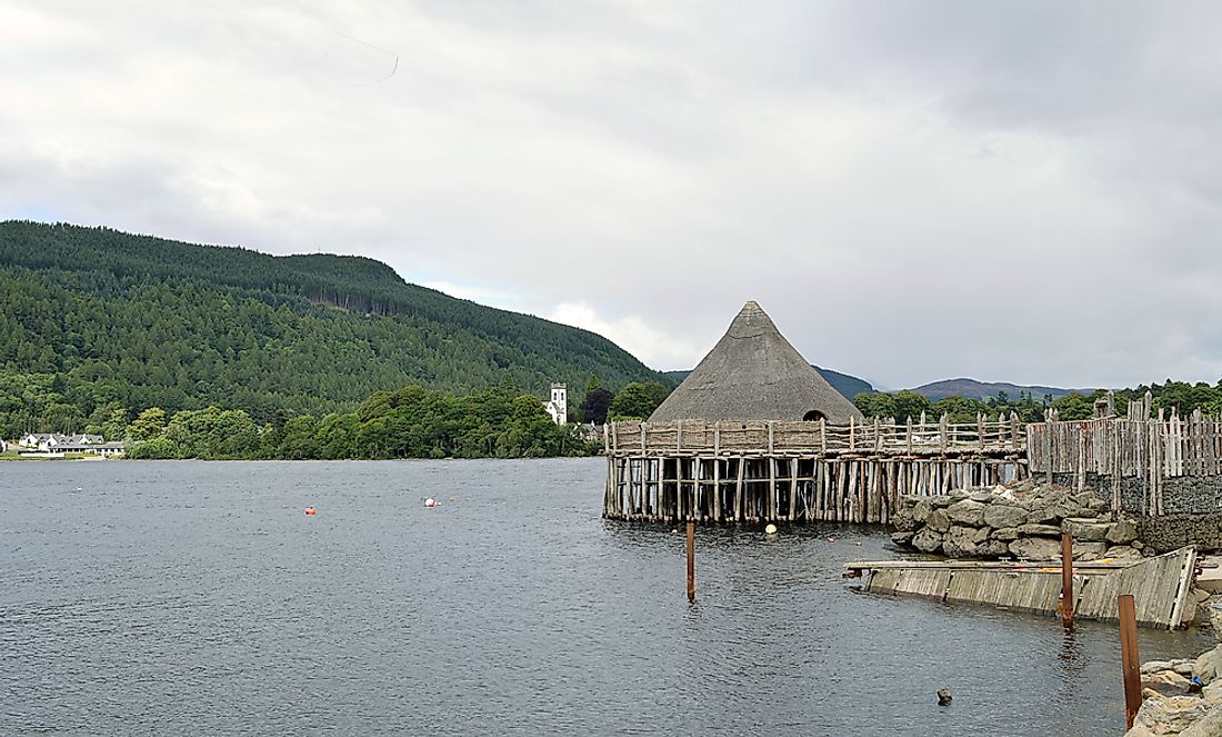 A crannog on the water in Scotland. 