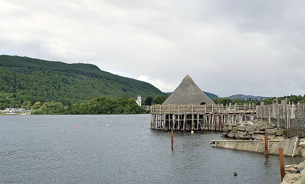 A crannog on the water in Scotland.