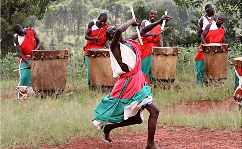 Drums being played during celebrations in Burundi. Editorial credit: Rostasedlacek / Shutterstock.com