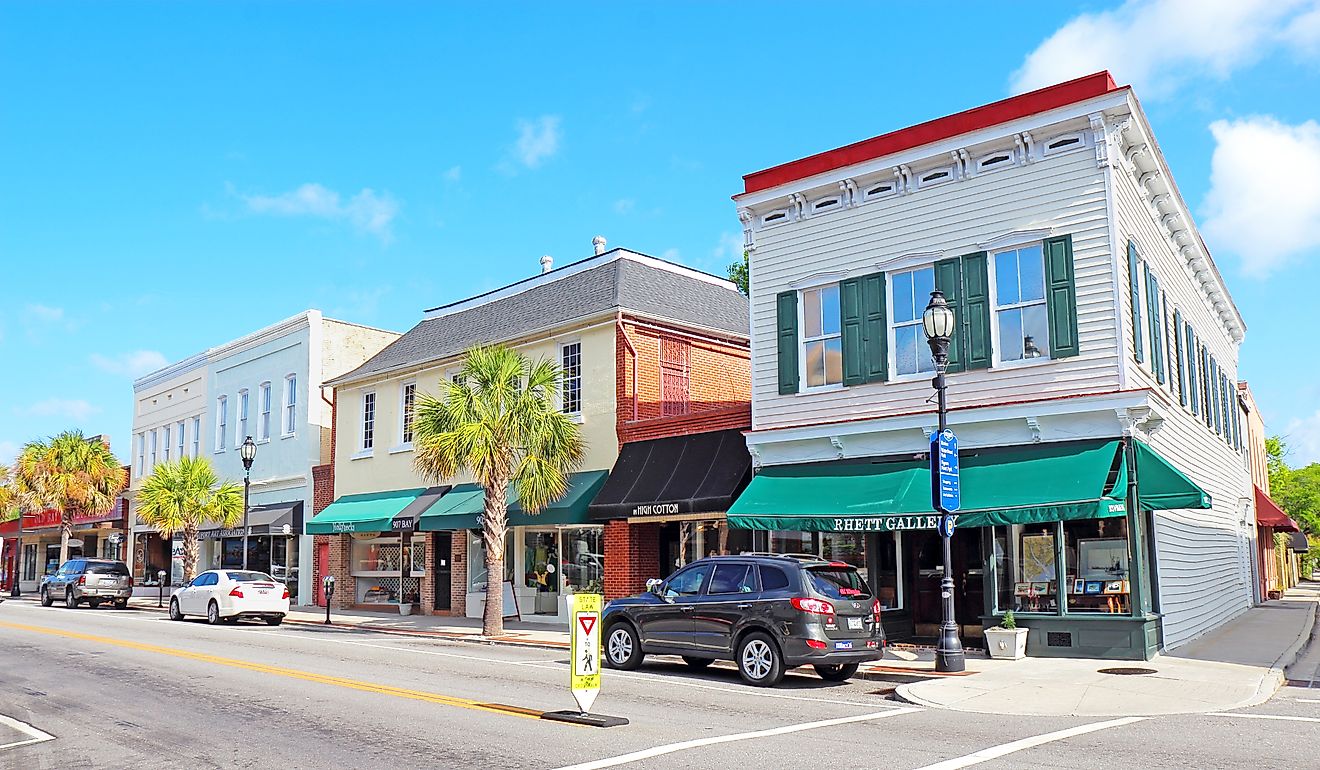 Businesses on Bay Street in Beaufort, South Carolina. Image credit: Stephen B. Goodwin / Shutterstock.com