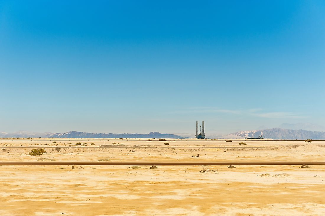 An oil rig in the desert of Egypt. 