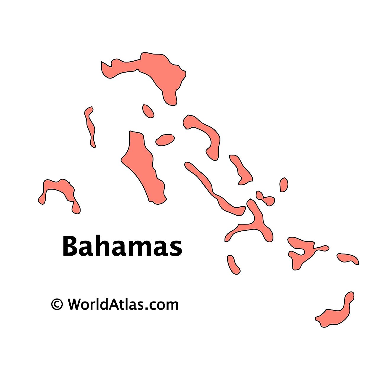 Outline Map of The Bahamas