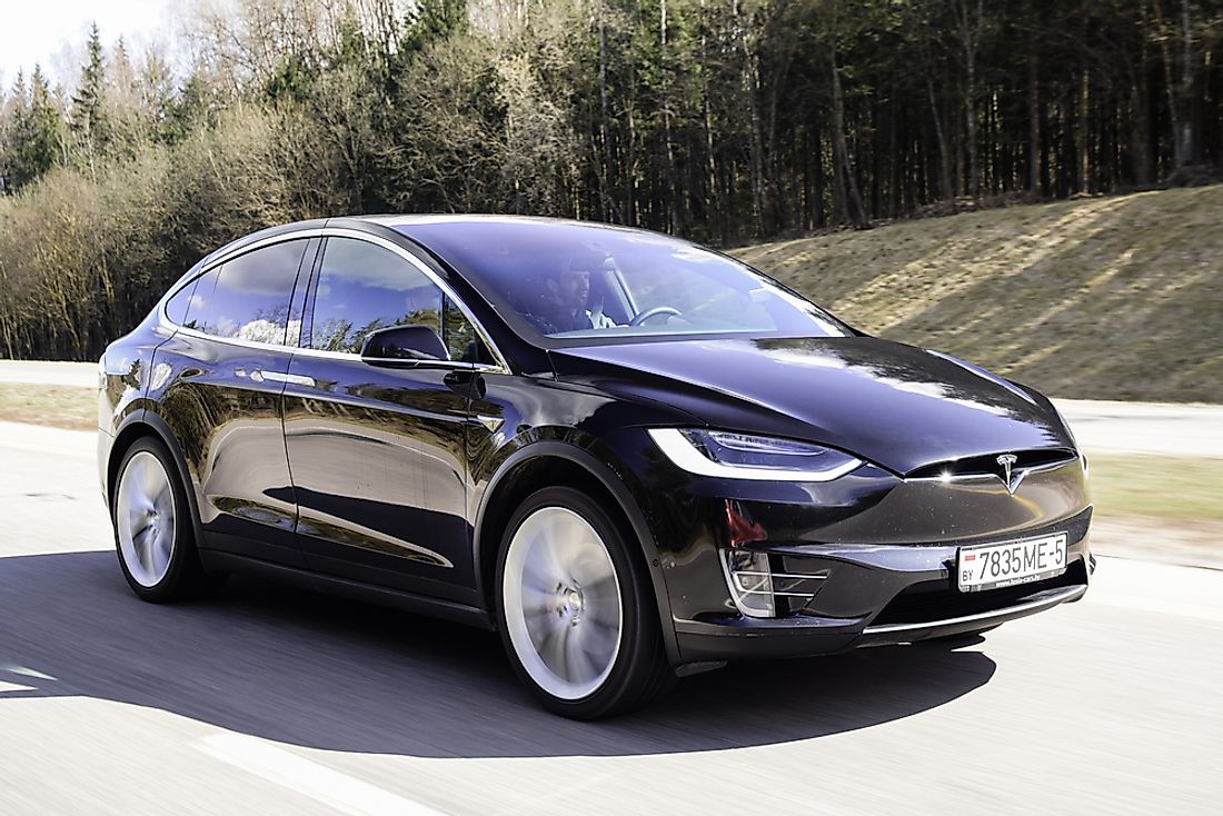 A Tesla Model X P90D. The Tesla electric car has been hailed as a solution to the problem of polluting cars that run on gasoline. Photo credit: Yauhen_D / Shutterstock.com.