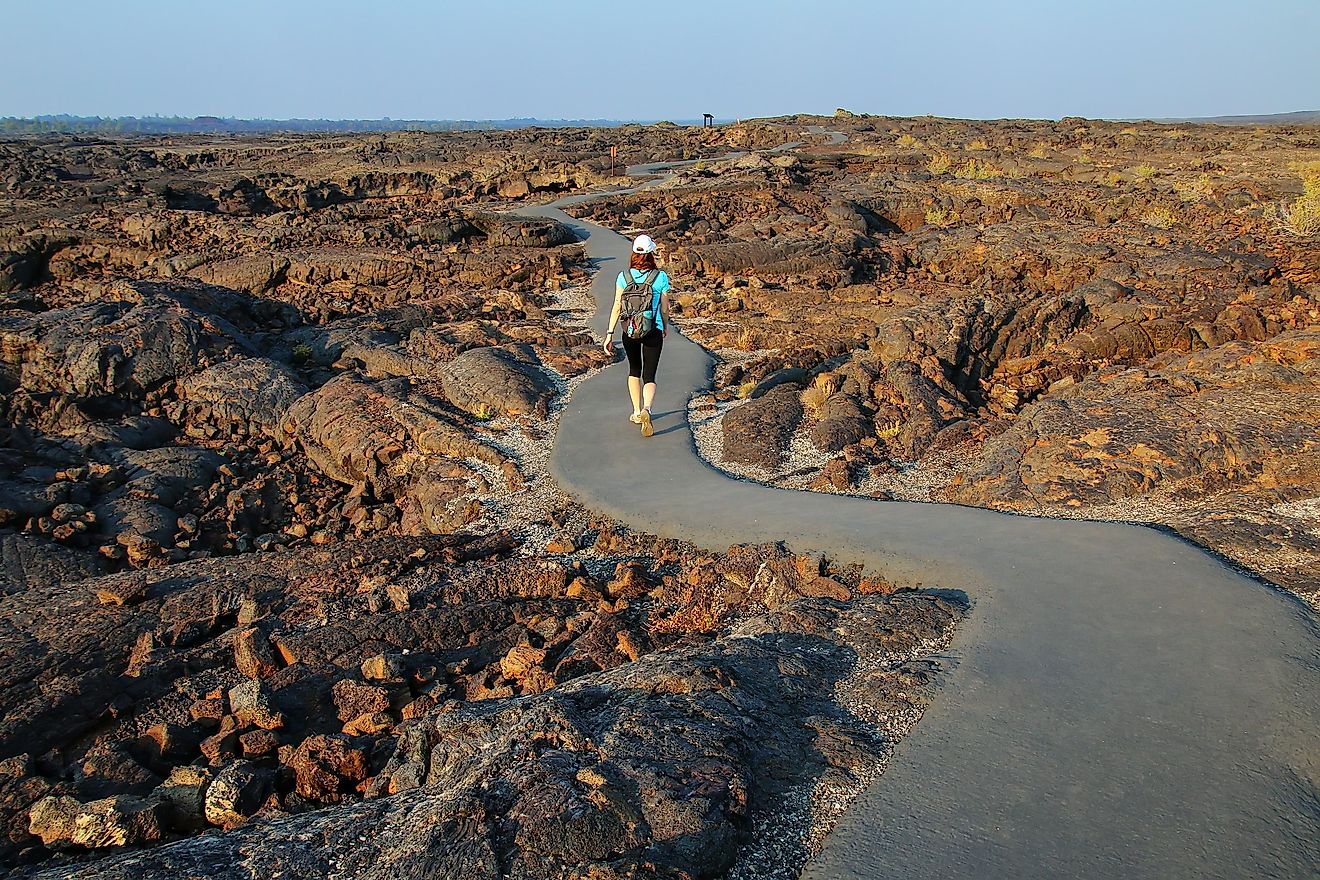 Trail leading to the cave area of the Craters of the Moon National Monument, Idaho.