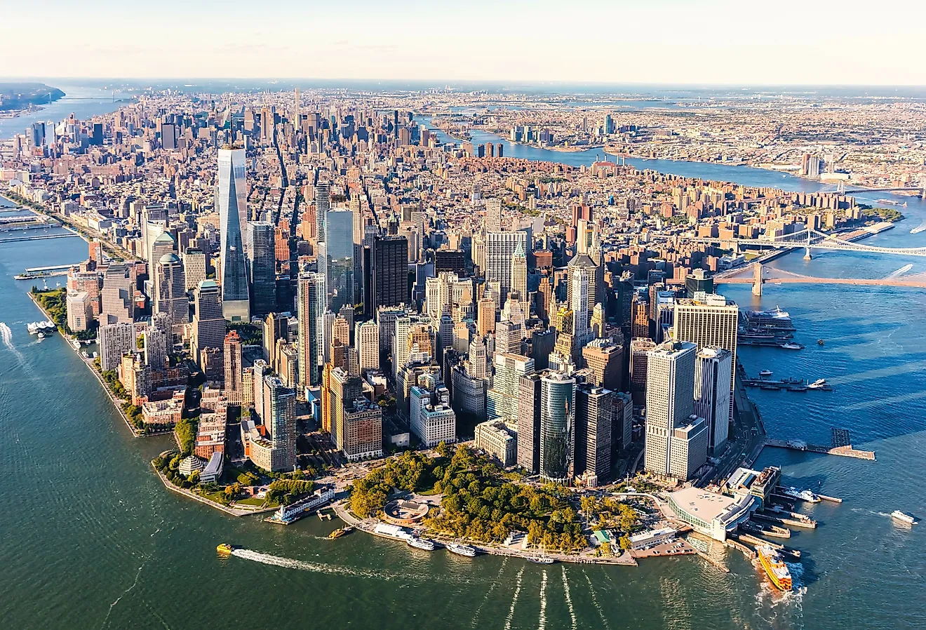 Aerial view of lower Manhattan New York City, United States.