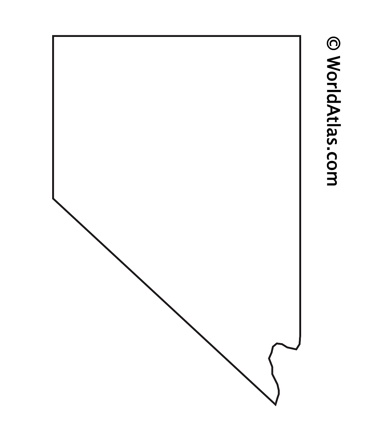 Mapa de contorno en blanco de Nevada