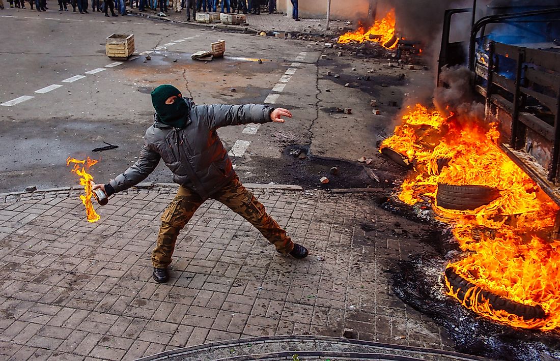 A scene from the riots in Kiev. 