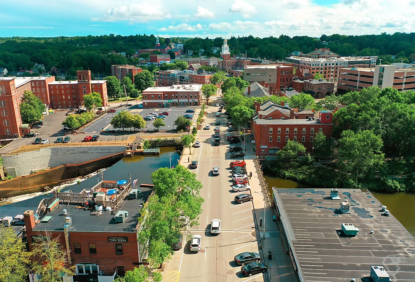 Downtown buildings in the town of Dover, New Hampshire.